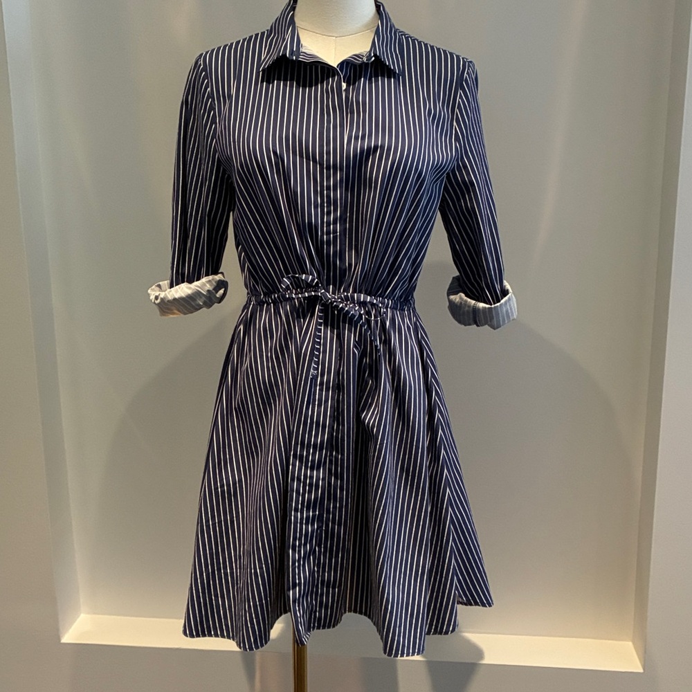 Zara Girls Navy and White Striped shirt Dress